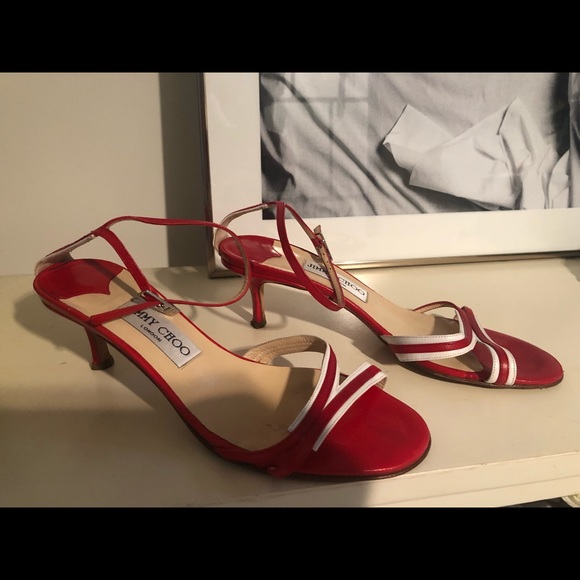 Vintage Jimmy Choo shoes red and white - Picture 2 of 3